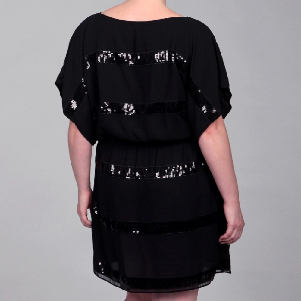 Jessica Simpson Black Sequin Dress Sz M - Picture 2 of 6